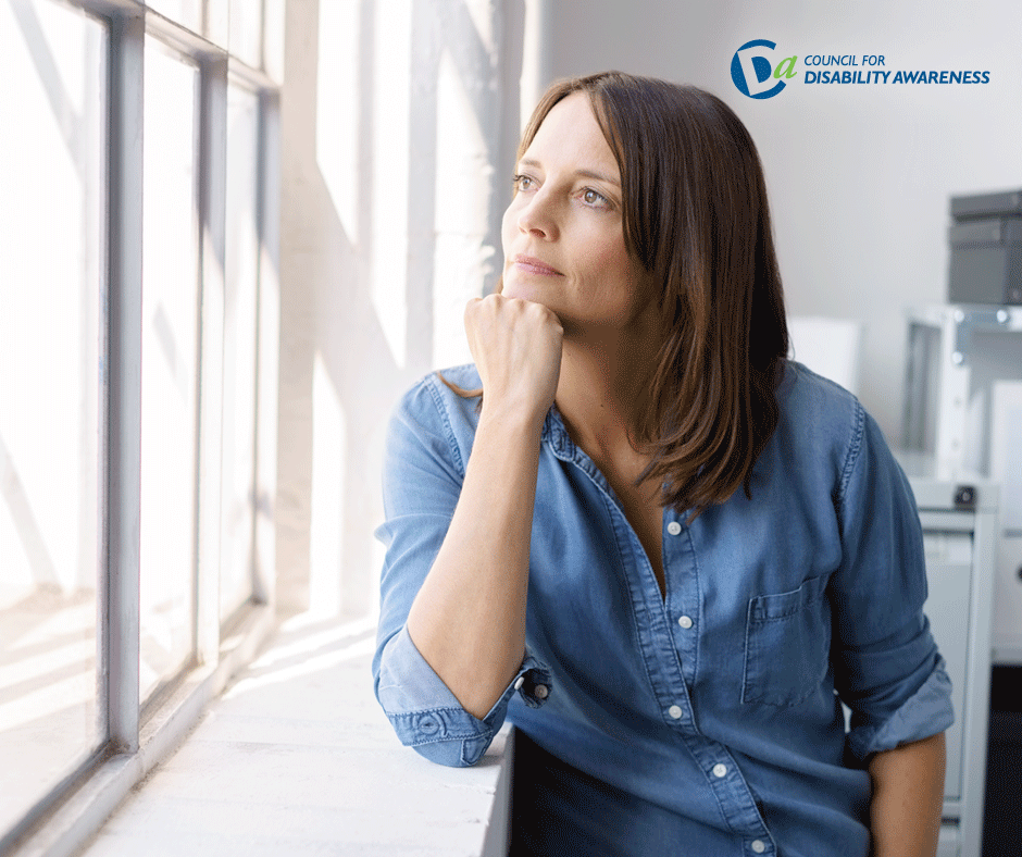 Employee facing the sun in a workspace