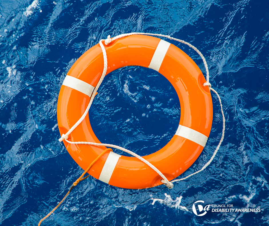 Life preserver in the ocean.