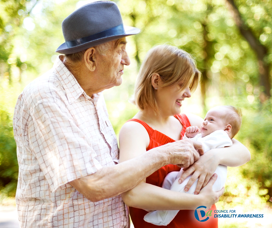 Mother with baby and her father.