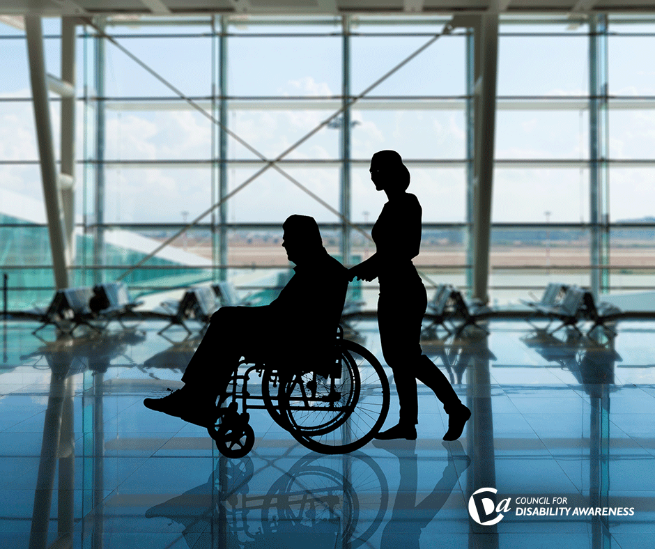 Traveling with a disability, using a wheelchair in an airport