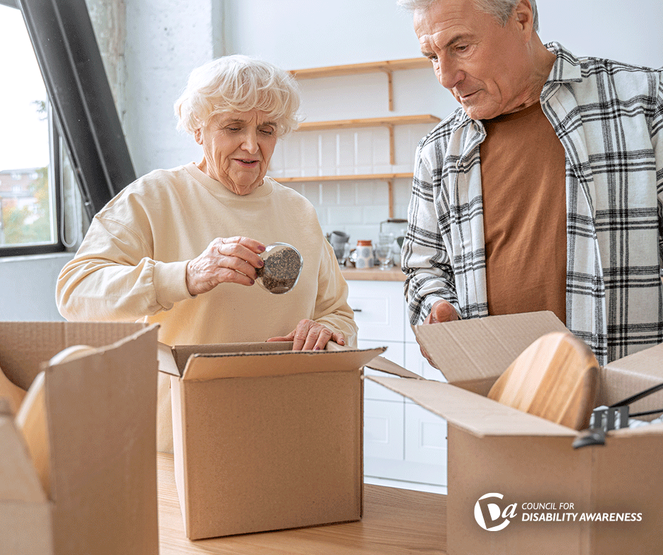 Mature couple moving into assisted living