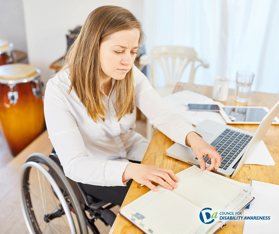 Female business owner with disability working from home