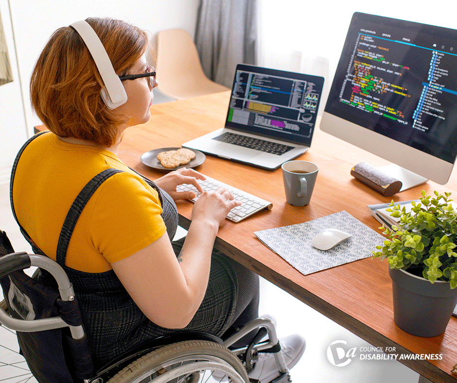 Professional with a disability working from home
