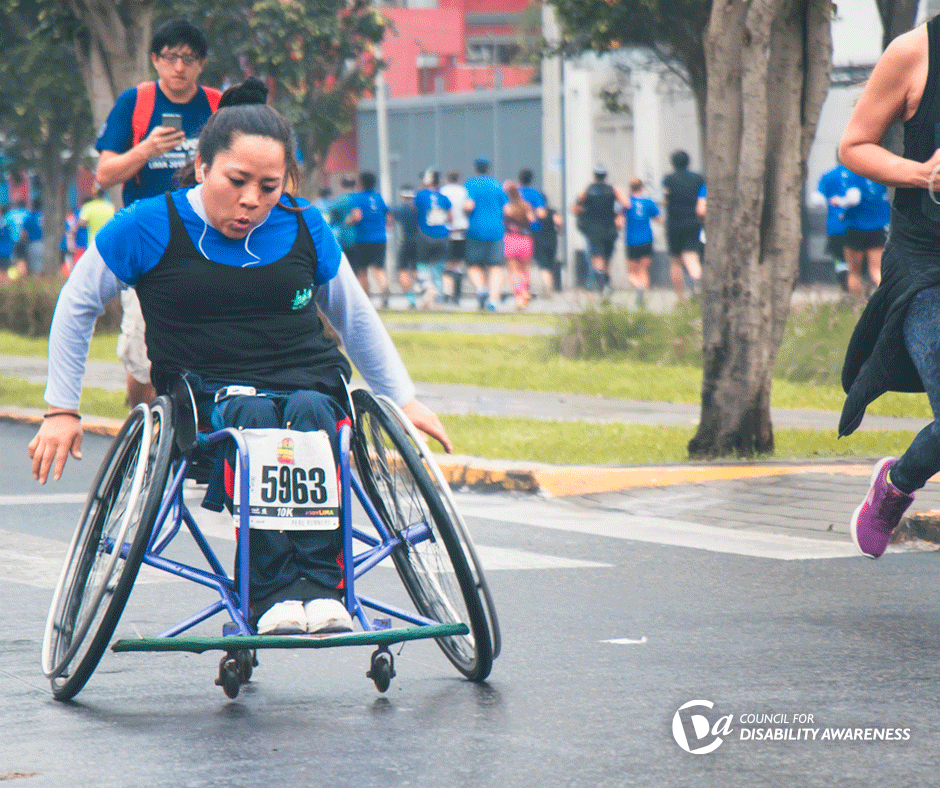 wheelchair athlete competing in road race