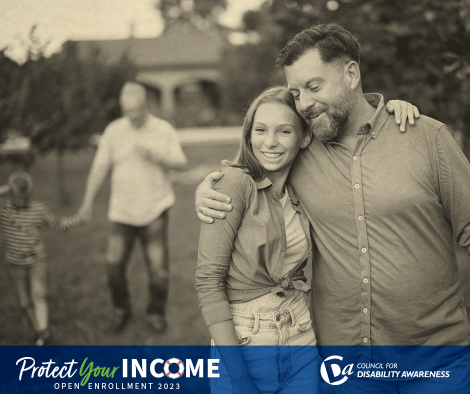 Family with financial peace of mind. Protect Your Income, Open Enrollment 2023