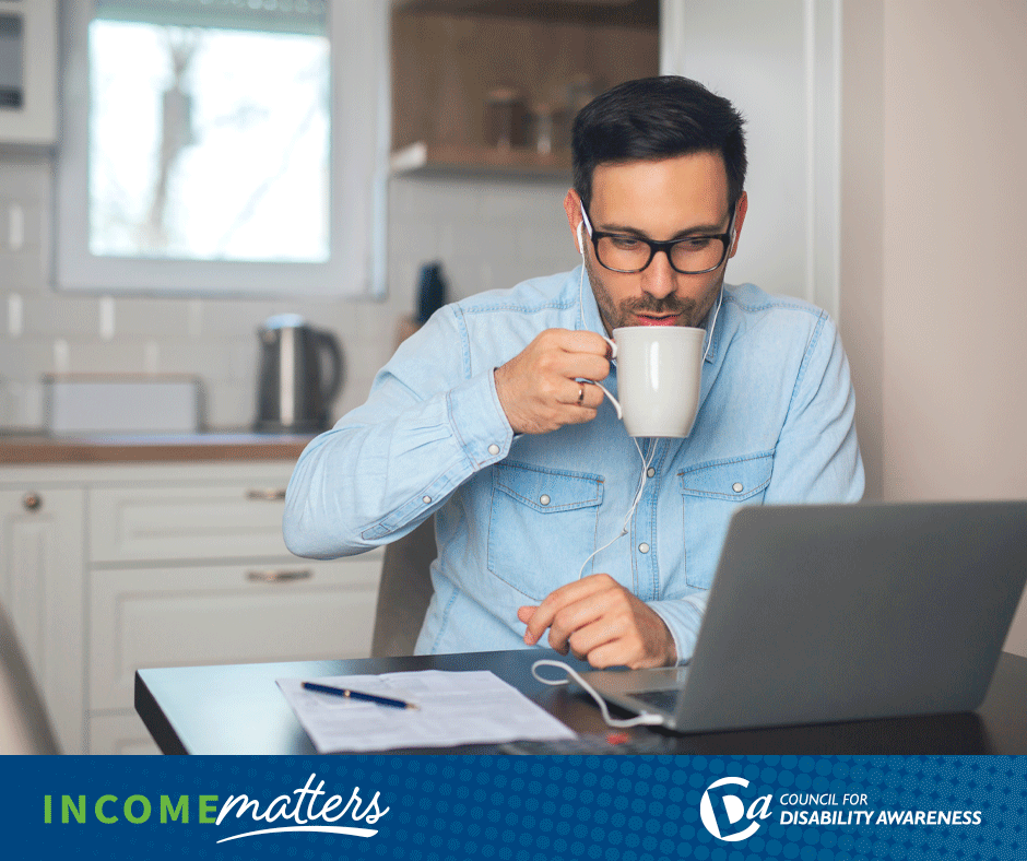 Millennial remote worker at home. Income Matters.